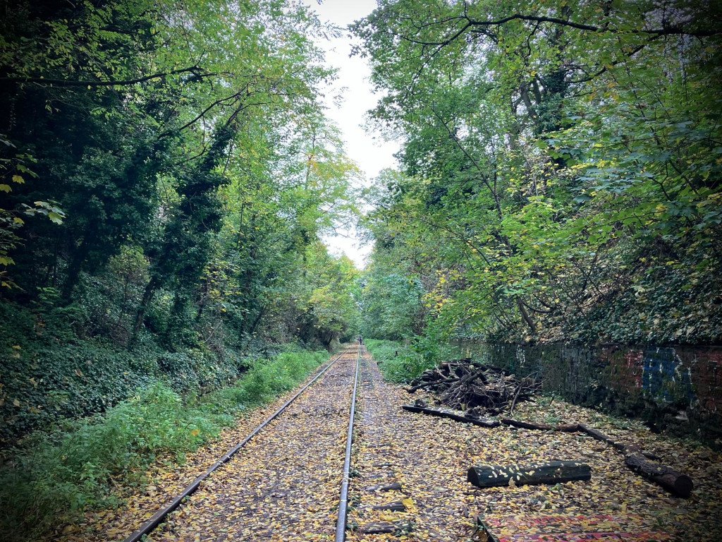 former rail tracks on the Petite Ceinture South