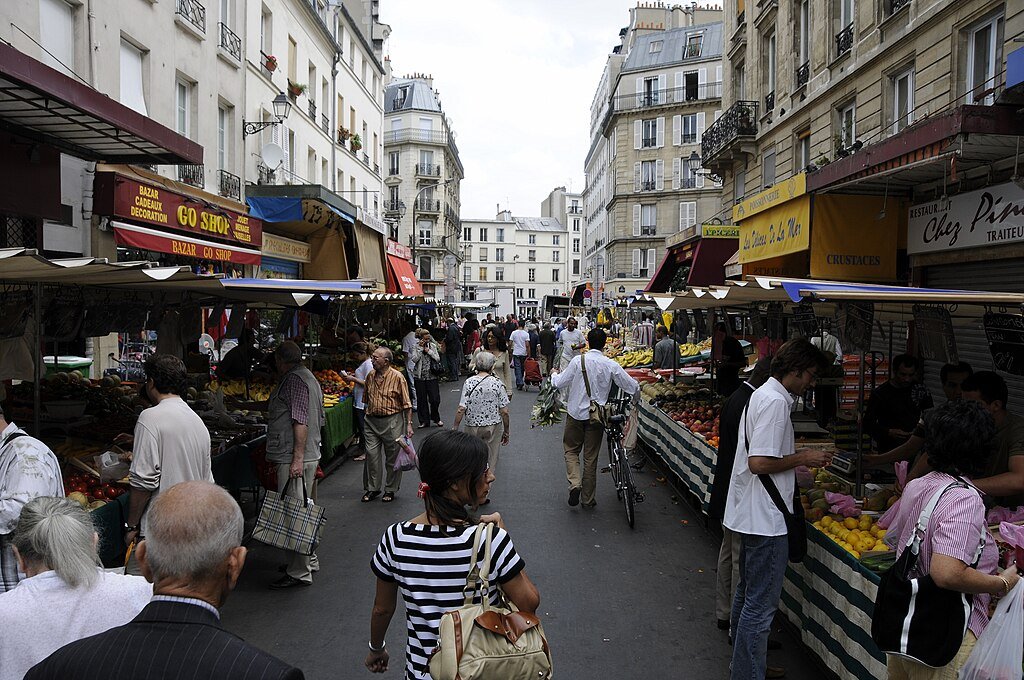 Lively Food market in Paris