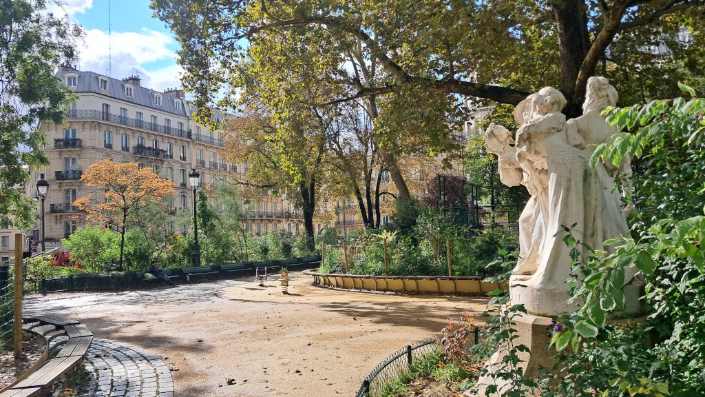 typical city garden in Paris